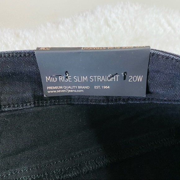 NEW Limited Edition SEVEN7 Black Mid Rise Fringe Slim Straight Jeans Plus Size - Picture 9 of 16